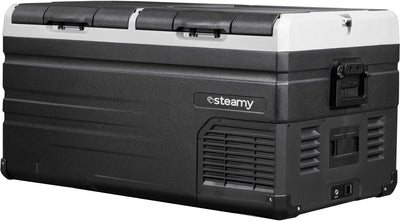 Steamy -e dual zone elektrische compressor koelbox - dual zone - 90 liter - 12v en 230v - voor auto en camping - zwart