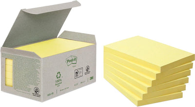 Post-it memoblok 655-1b recycled 76x127mm canary yellow 6 stuks