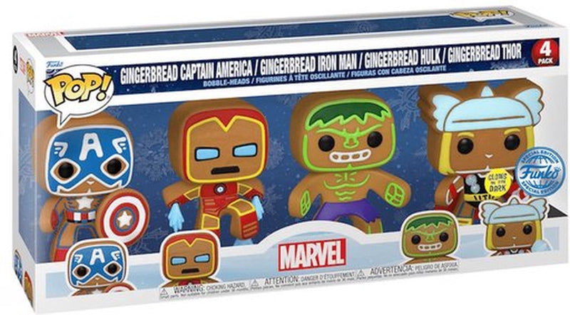 Funko pop! 4 pack: marvel - holiday gingerbread - glow in the dark exclusive