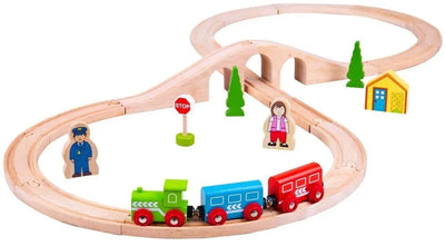 Bigjigs houten treinbaan - - 8-vormig - 26-delig