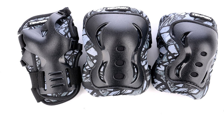 Tempish skate beschermset volwassenen - knie elleboog pols - zwart - maat s