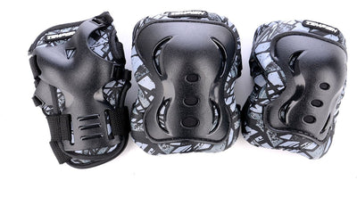 Tempish skate beschermset volwassenen - knie elleboog pols - zwart - maat s