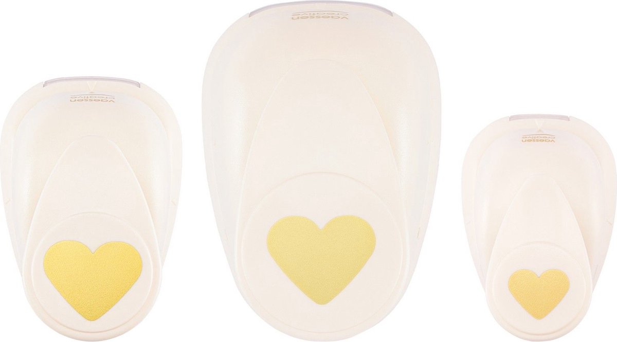Vaessen creative pons set - figuurpons - harten - 3 st. - 1,3 tot 3,6 cm