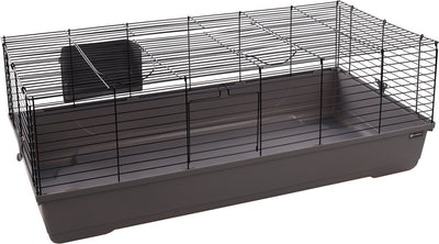 Flamingo hamsterkooi – mobi – caviakooi dwergkonijnenkooi – ruime binnenkooi met hooiruif en diepe bodem – metaal zwart grijs – 117,5x58x42,5 cm – europese kwaliteit