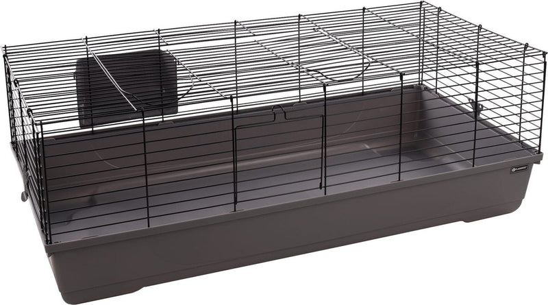 Flamingo hamsterkooi – mobi – caviakooi dwergkonijnenkooi – ruime binnenkooi met hooiruif en diepe bodem – metaal zwart grijs – 117,5x58x42,5 cm – europese kwaliteit