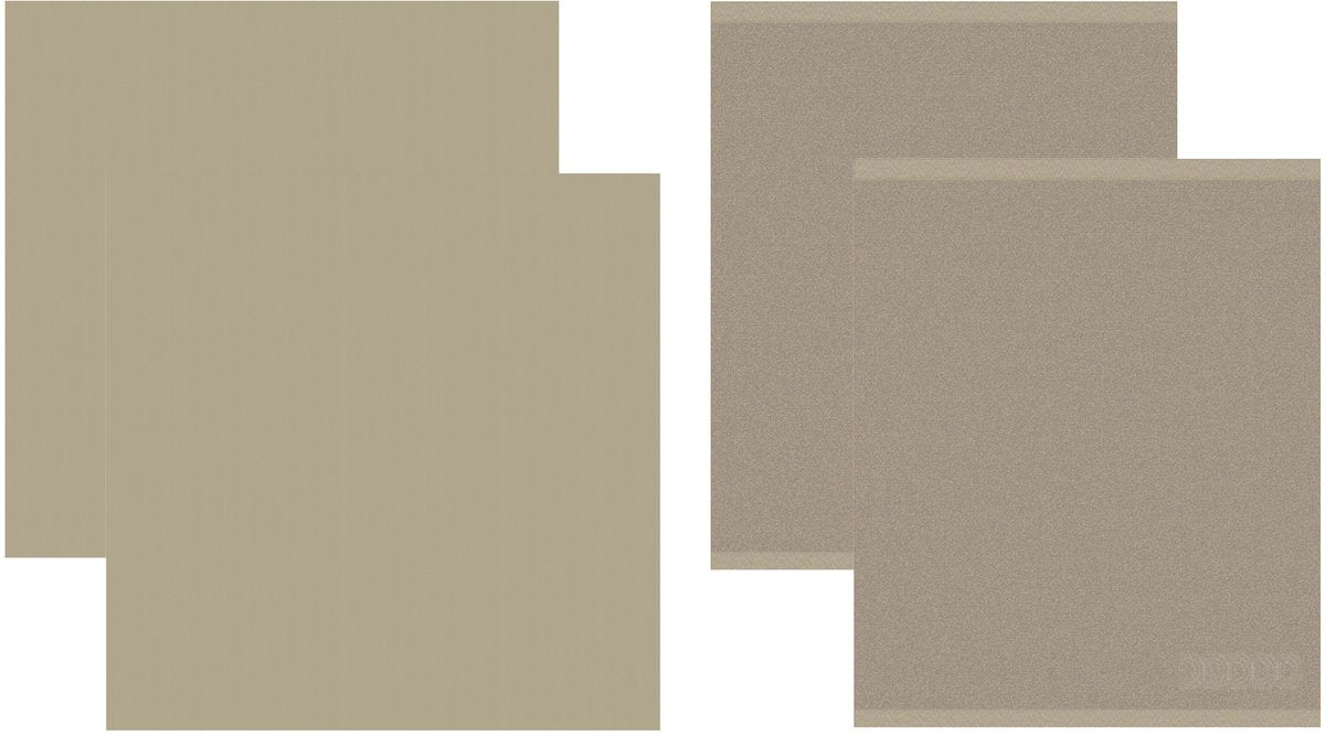 Ddddd - 2x theedoek + 2x keukendoek - logo - taupe