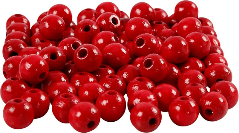 Creativ company houten kralen | rode kralen van hout | knutselkralen | ø 8 mm | gat 2 mm | 80 stuks | 15 g
