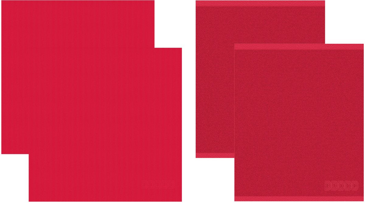 Ddddd 2x theedoek + 2x keukendoek logo - red
