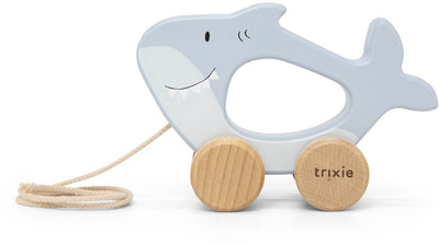 Trixie houten trekspeeltje - mr. shark - met trekkoordje