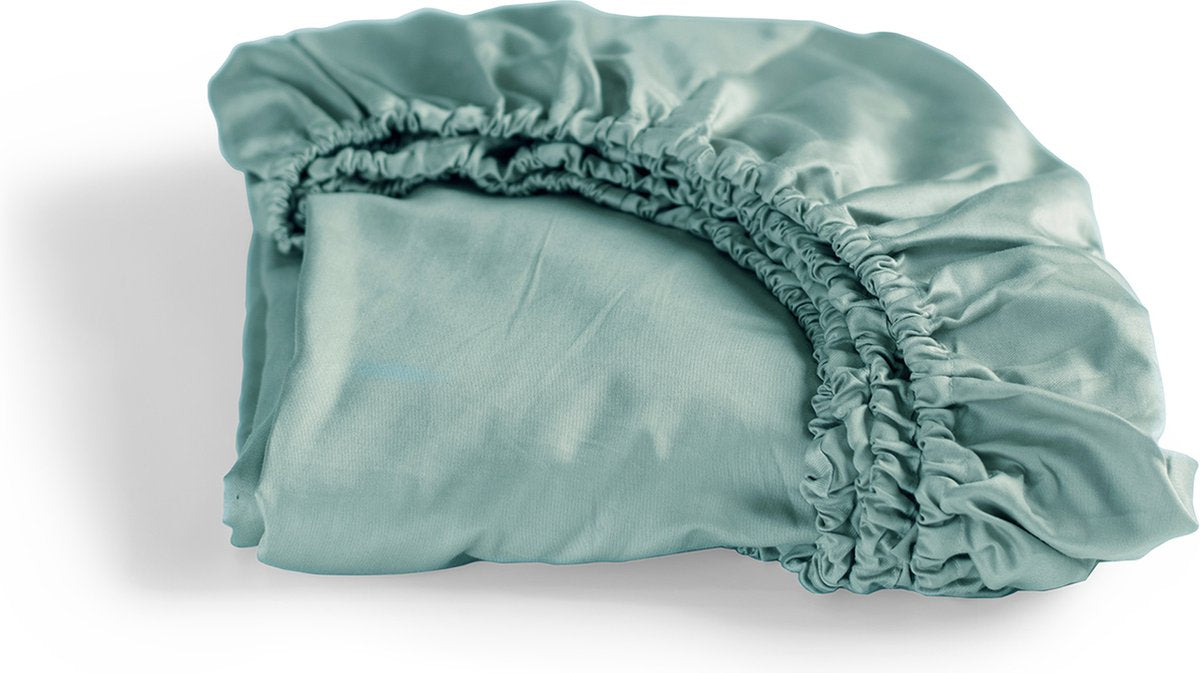 Cinderella - sundays - hoeslaken - tot 25 cm matrashoogte - satijn - 160x200 cm - mineraal groen
