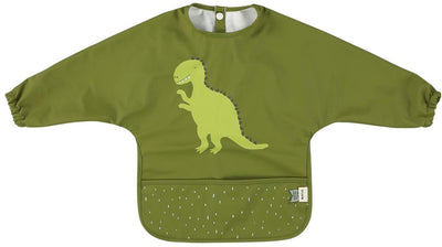 Trixie afwasbare slab met mouwen - mr. dino - voor baby's en kleuters 2-4jaar - makkelijk schoon te maken - groen