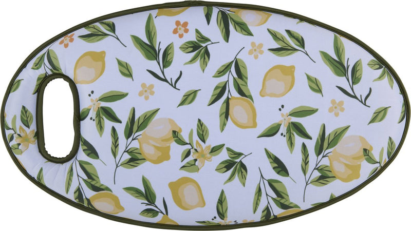 Kinzo kniekussen 46 x 25 cm - knielkussen voor tuinieren en kluswerk - citroenprint