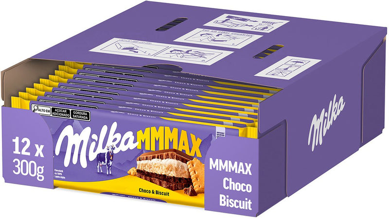 Milka mmmax chocolade reep choco swing biscuit - doos 12 x 300g - chocoladerepen en tabletten - voorraad - verjaardag cadeau vrouw of man - geschenkset voor man en vrouw