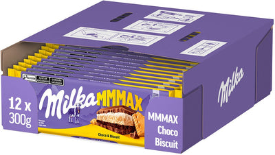 Milka mmmax chocolade reep choco swing biscuit - doos 12 x 300g - chocoladerepen en tabletten - voorraad - verjaardag cadeau vrouw of man - geschenkset voor man en vrouw