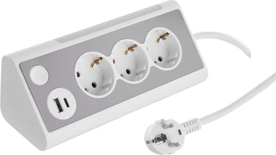 Q-link stekkerdoos - 3-voudig - randaarde - usb a c - met lamp - 3 x 1.5 mmâ² - 1.5 m - wit