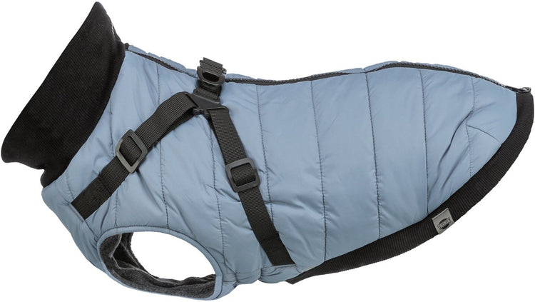 Trixie hondenjas pontis - fleece voering, geïntegreerd tuig, 24 cm - blauwgrijs