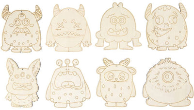 Creativ company houten figuren monster h:12,4 cm 8 stuks