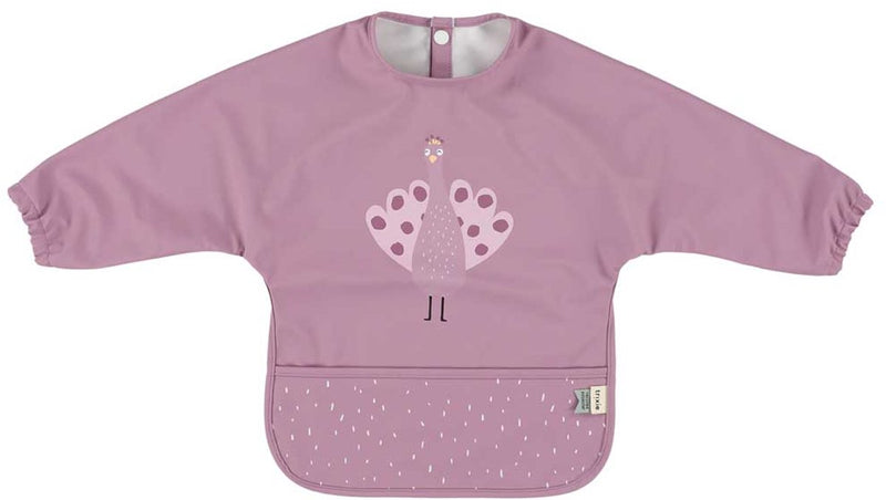Trixie | afwasbare slab met mouwen - mrs. peacock - voor baby's en kleuters 2-4jaar - makkelijk schoon te maken - paars