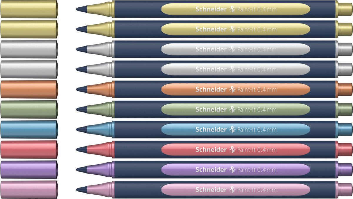 Schneider schrijfwaren schneider paint-it 050 - rollerball metallic - 0.4mm - 10 stuks - s-ml05011503