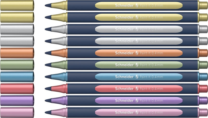 Schneider schrijfwaren schneider paint-it 050 - rollerball metallic - 0.4mm - 10 stuks - s-ml05011503