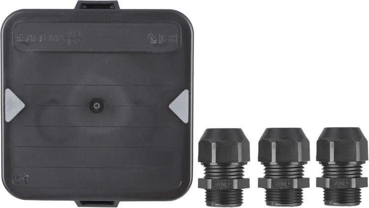 Attema kabeldoos m20 - zwart - 3 wartels - ip65