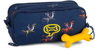 Stones and bones rowan 2.0 - etui - pennenzak voor kinderen - 3 vakken - yeehaw - indigo
