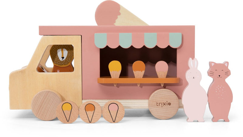 Trixie houten ijskar - 3j+ - met muntslot mr. lion - fsc® hout - leuk als verjaardagscadeau