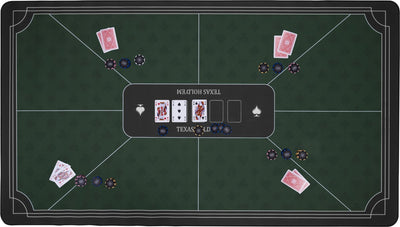 Longfield pokerkleed groen 140x80 cm - polyester rubber - glad speeloppervlak - poker dobbel accessoire - engelhart
