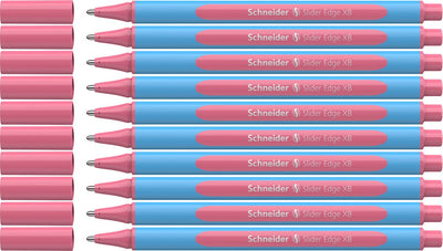 Schneider schrijfwaren schneider balpen - slider edge pastel - penpunt xb - schrijfkleur pastel flamingo - 10 stuks - s-152222-10