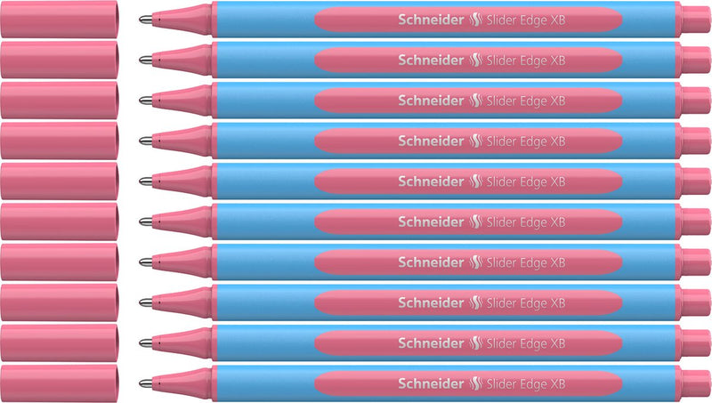 Schneider schrijfwaren schneider balpen - slider edge pastel - penpunt xb - schrijfkleur pastel flamingo - 10 stuks - s-152222-10