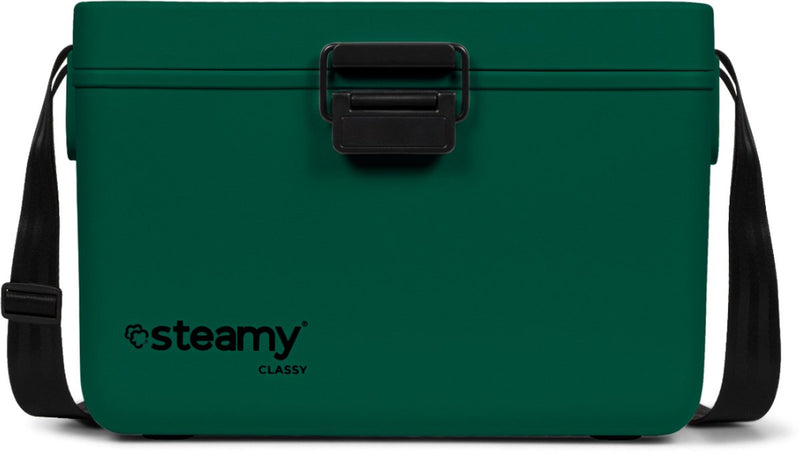 Steamy classy 12 - kleine koelbox incl. divider snijplank met schouderband - 12 liter - frigobox - pine green