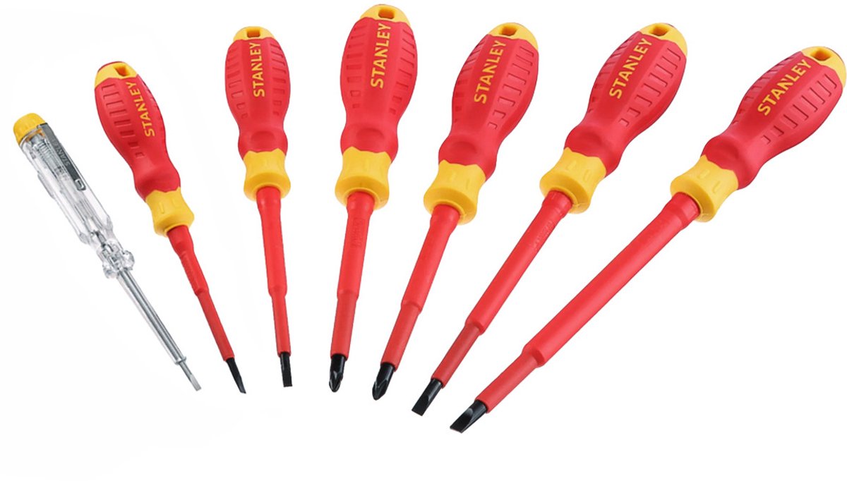 Stanley - schroevendraaier set - 7 stuks - geïsoleerd tot 1000v - chroom-vanadium staal
