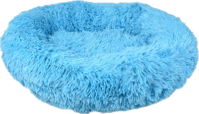Flamingo mand krems – rond – blauw – 50 x 32 x 18 cm – comfortabele mand voor katten en kleine honden zoals chihuahua, maltezer en yorkshire terrier s