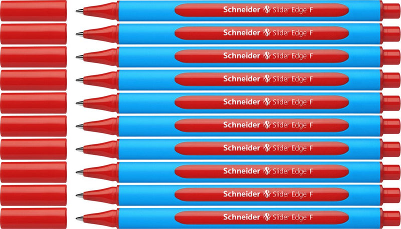 Schneider schrijfwaren schneider balpen - slider edge - f - rood - 10 stuks - s-152002-10