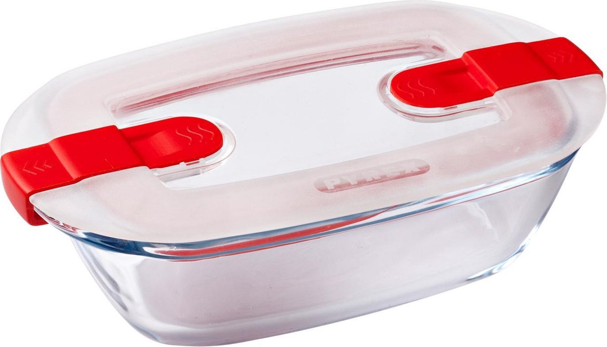 Pyrex cook , heat voedselcontainer rechthoek met deksel 17 x 10cm