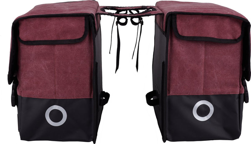 Willex dubbele fietstas - canvas - reflectie - 48 liter - universele bevestiging - purple red matt black