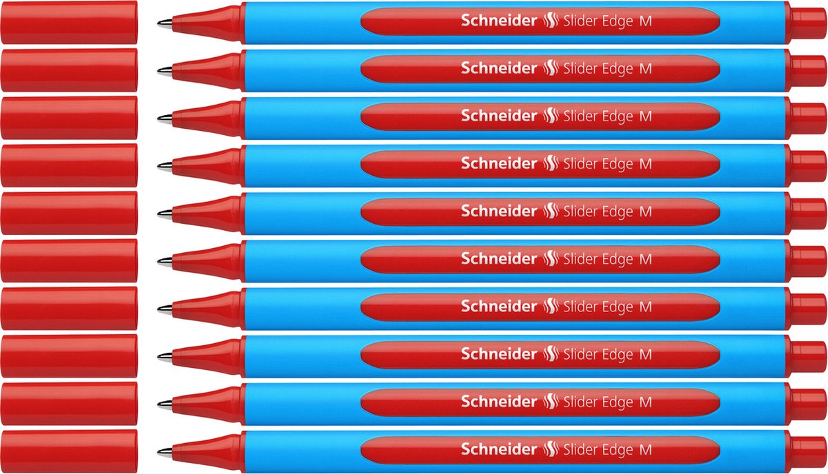 Schneider schrijfwaren schneider balpen - slider edge - penpunt m - schrijfkleur rood - 10 stuks - s-152102-10