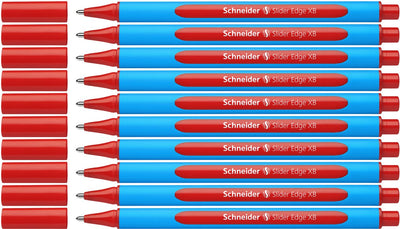 Schneider schrijfwaren schneider balpen - slider edge - penpunt xb - schrijfkleur rood - doos 10 stuks
