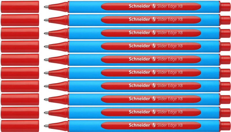 Schneider schrijfwaren schneider balpen - slider edge - penpunt xb - schrijfkleur rood - doos 10 stuks