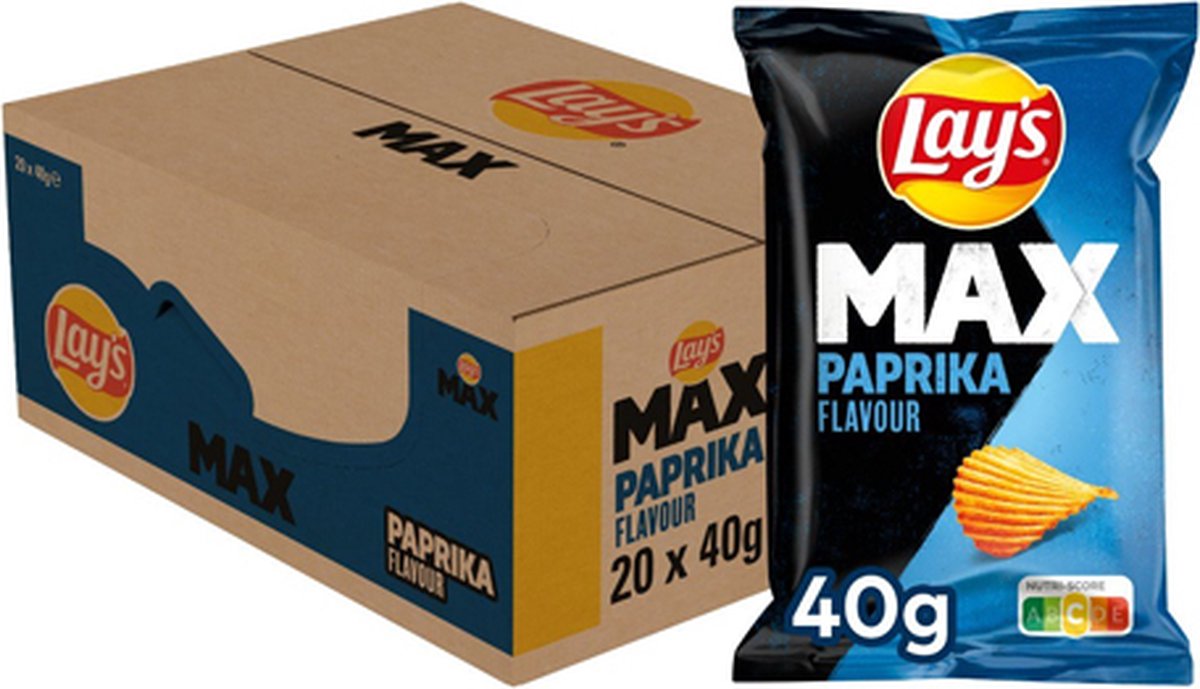 Lay's max paprika - ribbel chips - 20 x 40 gram