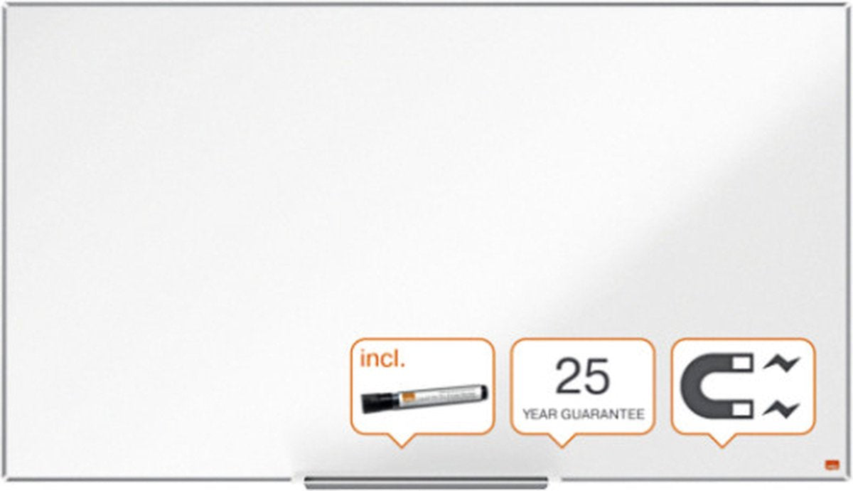 Nobo impression pro widescreen magnetisch whiteboard emaille - 122x69cm - met pennengoot - inclusief whiteboard marker - wit