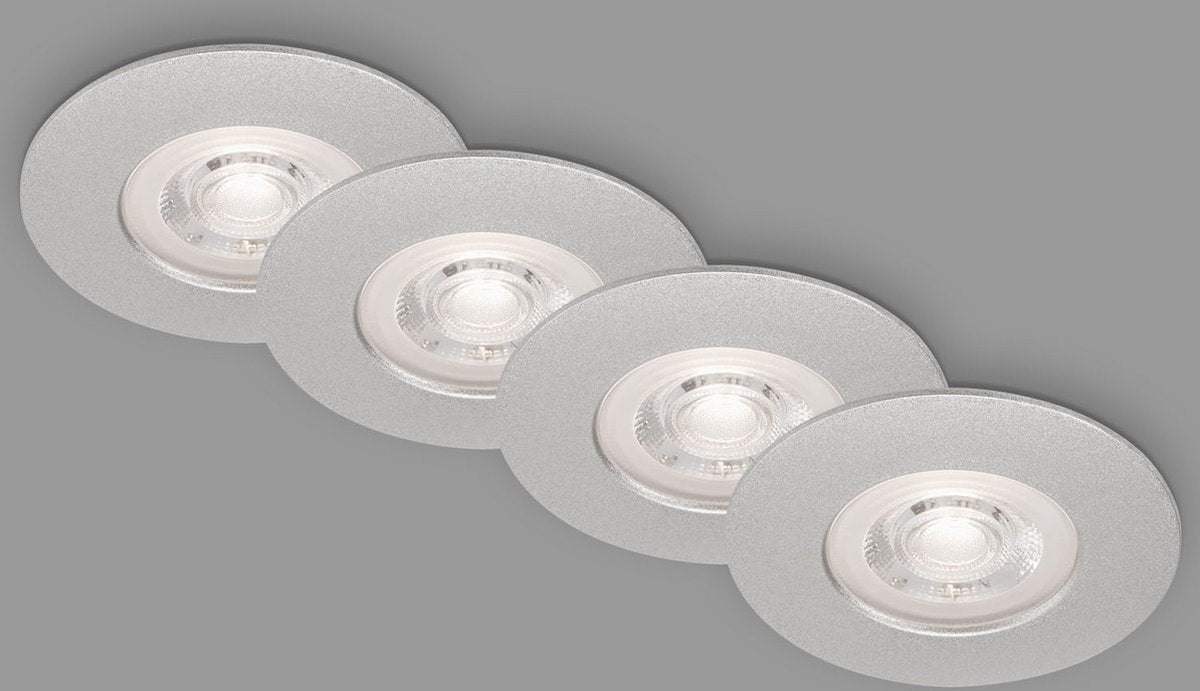 Briloner kulana - set van 4 led inbouwspots - badkamerverlichting - ø9 cm - ip44 - 4.9 w - 480 lm - 3.000 k - chroom
