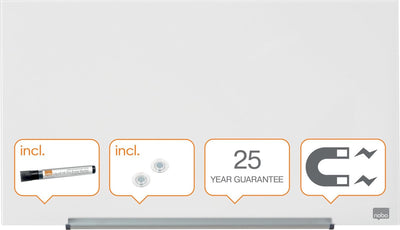 Nobo impression pro magnetisch glasbord - 68x38 cm - inclusief whitebord marker en magneten - helder wit