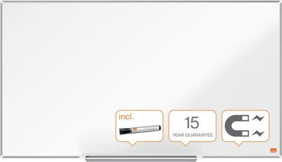 Nobo impression pro widescreen magnetisch whiteboard van staal - met pennengoot - inclusief whiteboard marker - 890x500mm - wit