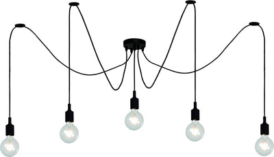 Lucide fix - hanglamp - 5xe27 - geschikt voor vide en hoge plafonds - zwart