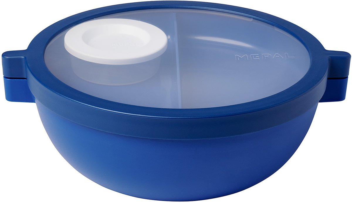 Mepal vita basic bento lunchbowl - 1.5 l - 4 vakken waarvan 2 uitneembare bakjes - bento box - salade lunchbox - vivid blue
