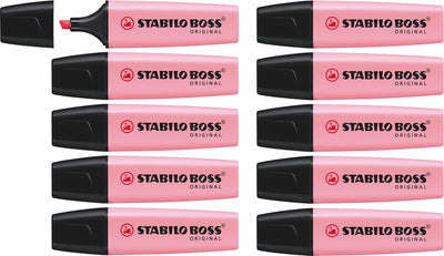 Stabilo boss original pastel - markeerstift - poeder roze - doos 10 stuks
