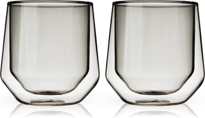 Viski aurora tumbler - dubbelwanding - glas - 266ml - 2 stuks - smoke