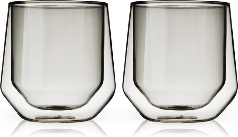 Viski aurora tumbler - dubbelwanding - glas - 266ml - 2 stuks - smoke