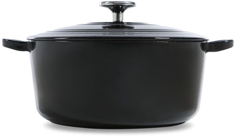 Bk bourgogne braadpan gietijzer 20cm 2.5l - inductie braadpan - gietijzeren braadpan - ovenbestendig tot 230 graden - deksel met druipringen - wit geëmailleerde binnenkant - zwart